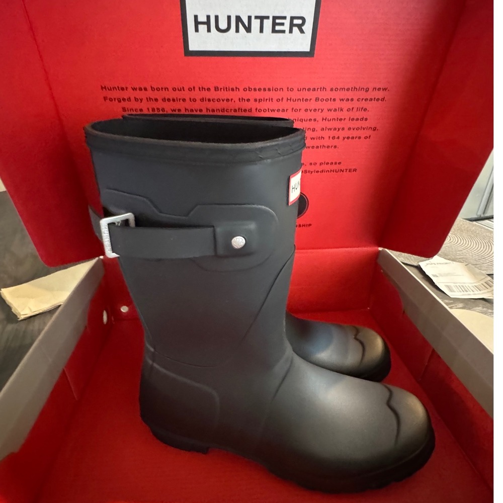 Hunter Women Original Short Rain Boots Black Matte Waterproof WFS1000RMA Size 9M - Picture 4 of 9